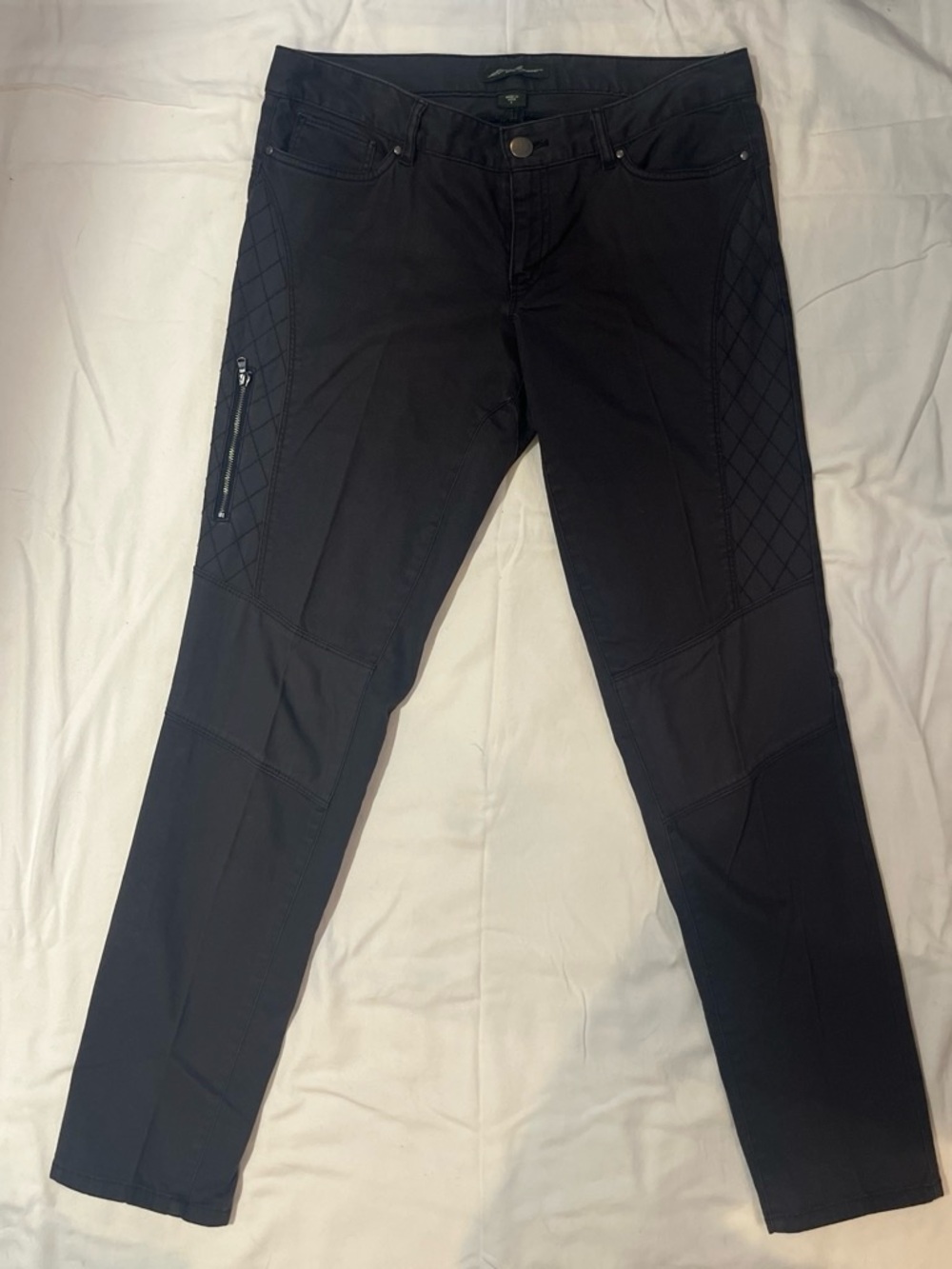 Eddie Bauer Black Quilted Skinny Jeans with Zip Pocket